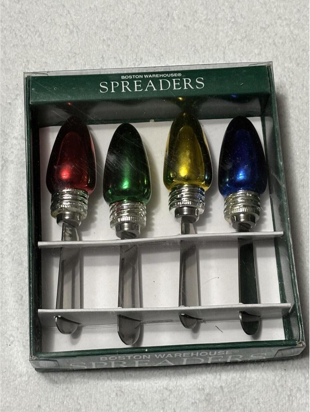 Vintage 1998 Boston Warehouse Christmas Light Bulbs Spreaders Set of 4